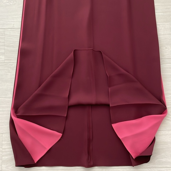 SALE! Valentino Burgundy & Pink Column Silk Maxi Dress - Picture 10 of 13